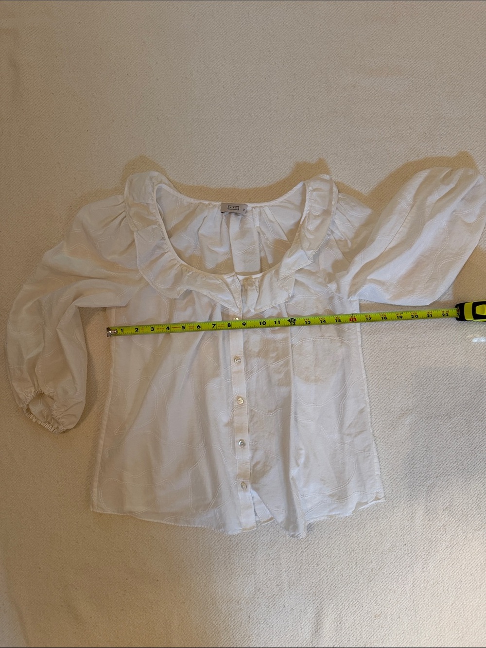AYR White Ruffle Neck Button-Front Blouse - Picture 3 of 6